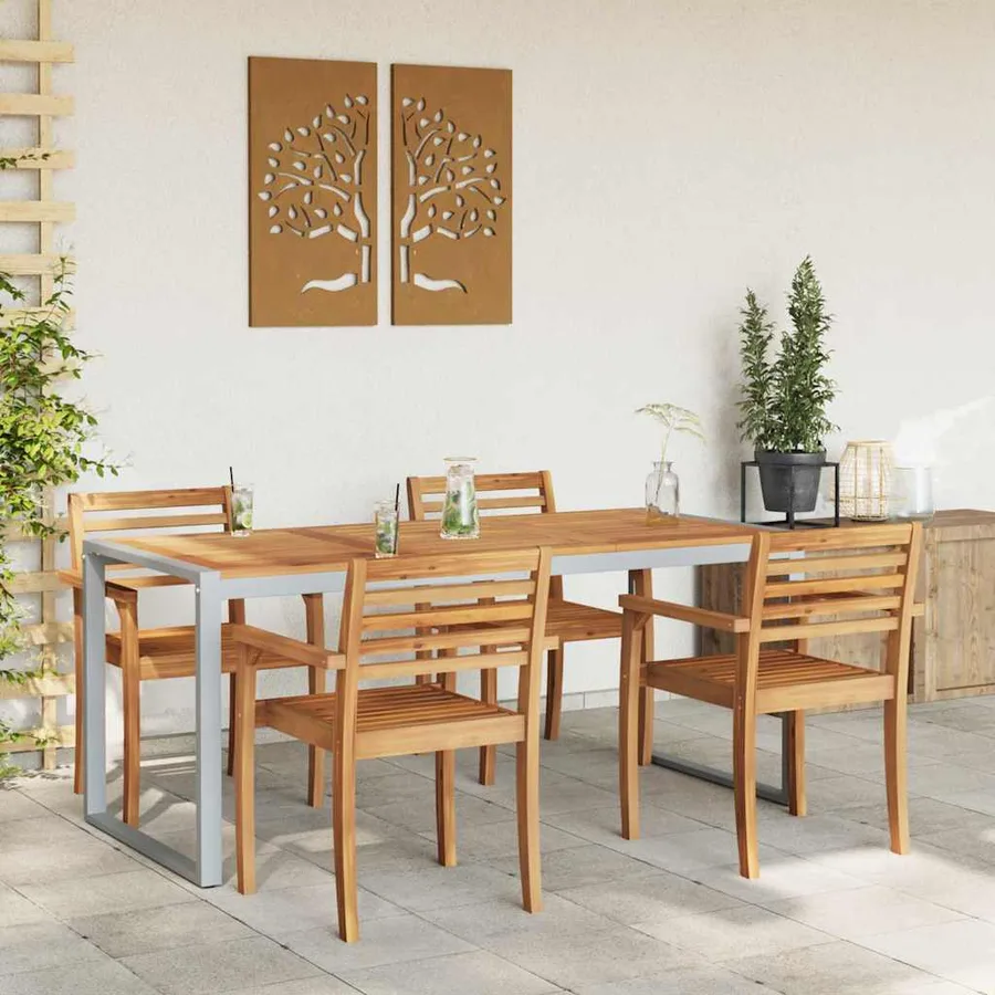 Table de Jardin Gris 180 x 90 x 75 cm Bois d'Acacia Massif - 4