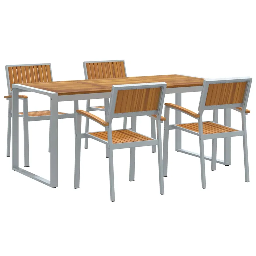 Ensemble de salle à manger pour jardin 5 pcs Gris - 2