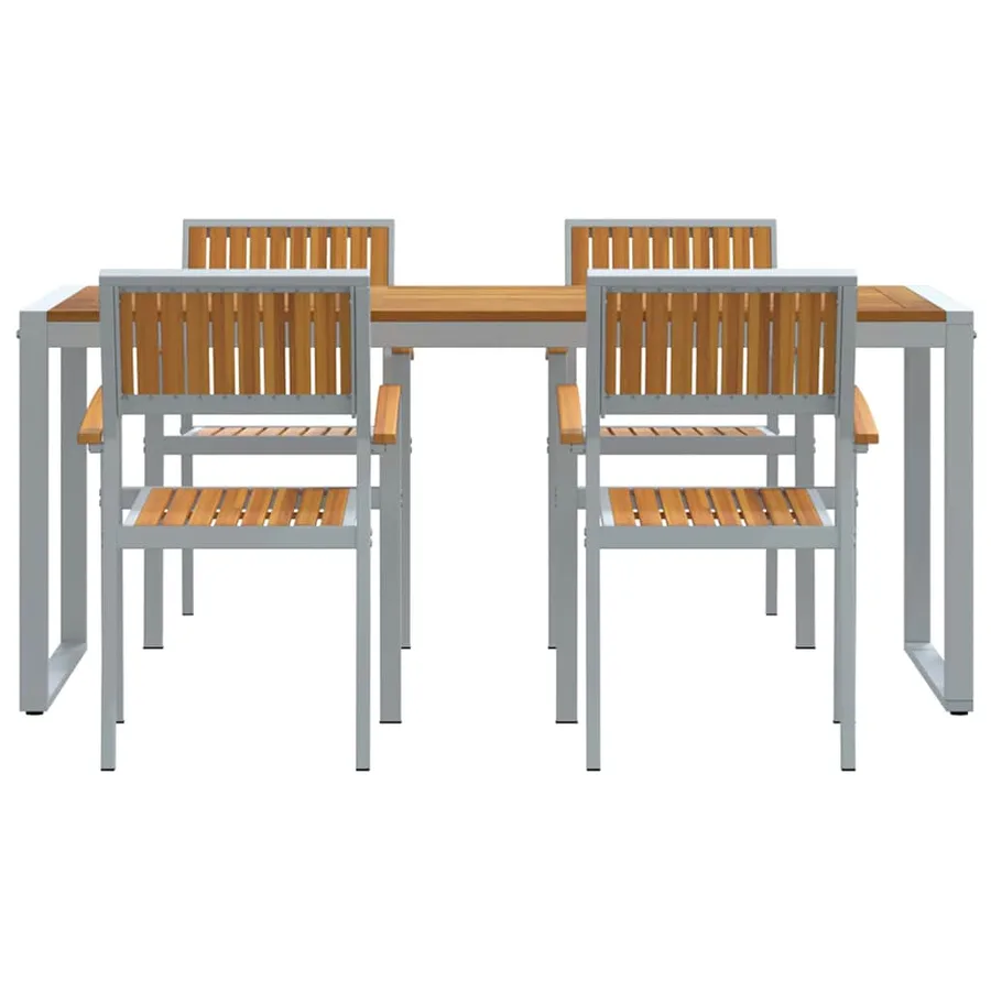 Ensemble de salle à manger pour jardin 5 pcs Gris - 7