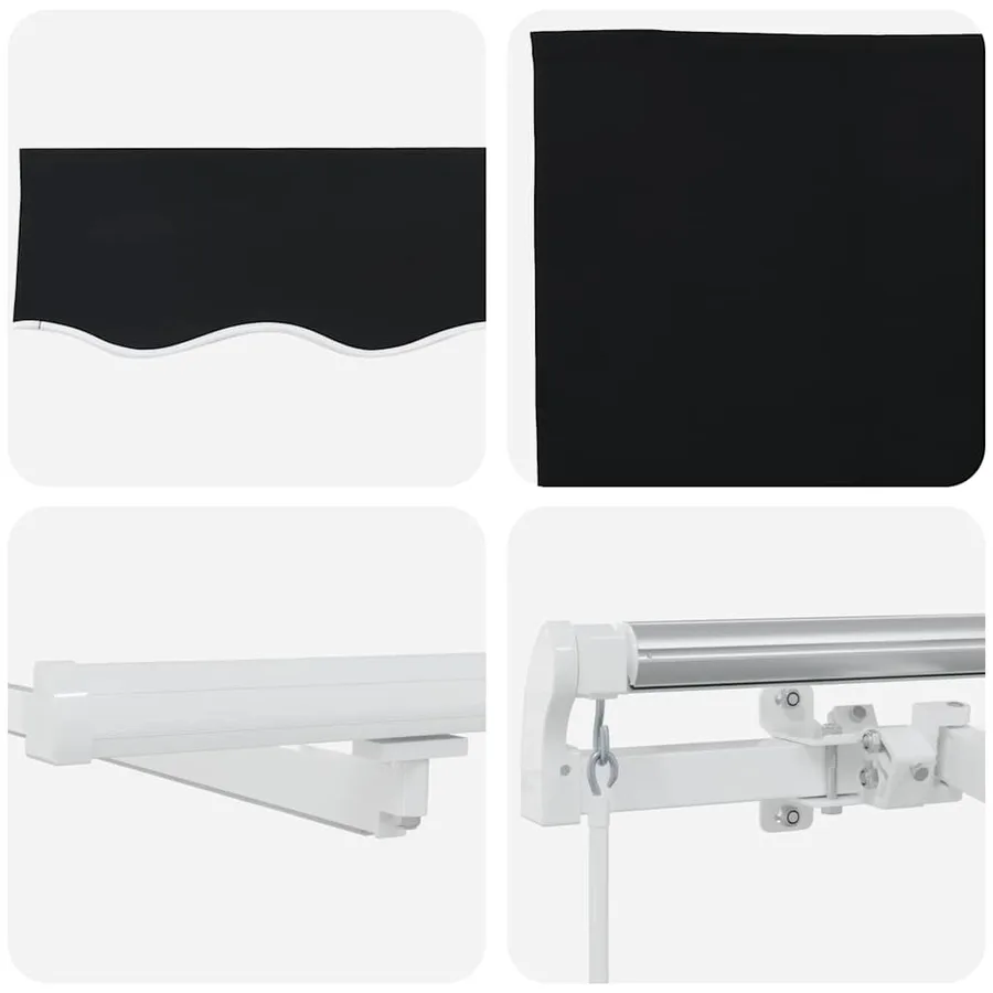 Auvent rétractable Noir 350 x 250 cm Tissu et Aluminium - 8