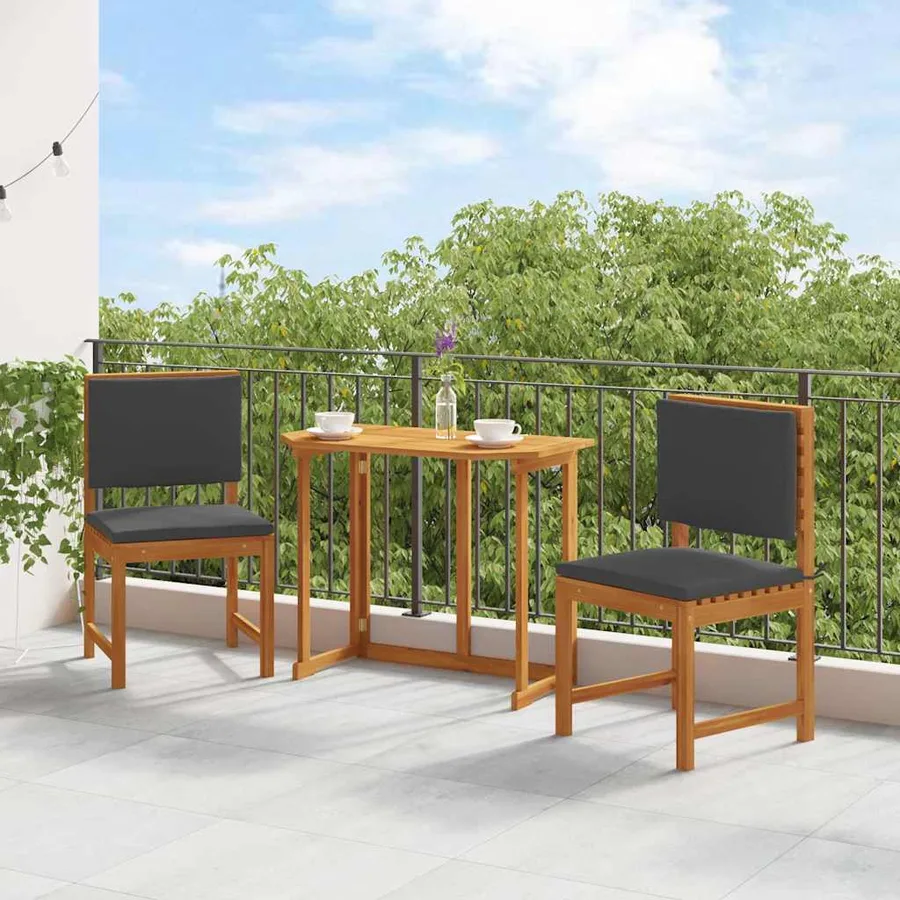 Chaise de jardin avec coussin 2 pcs Marron Bois d'acacia massif - 3