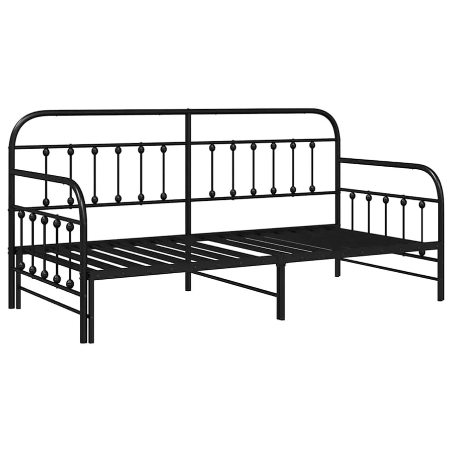 Cadre de lit de jour Noir 90 x 190 cm Acier enduit de poudre - 4