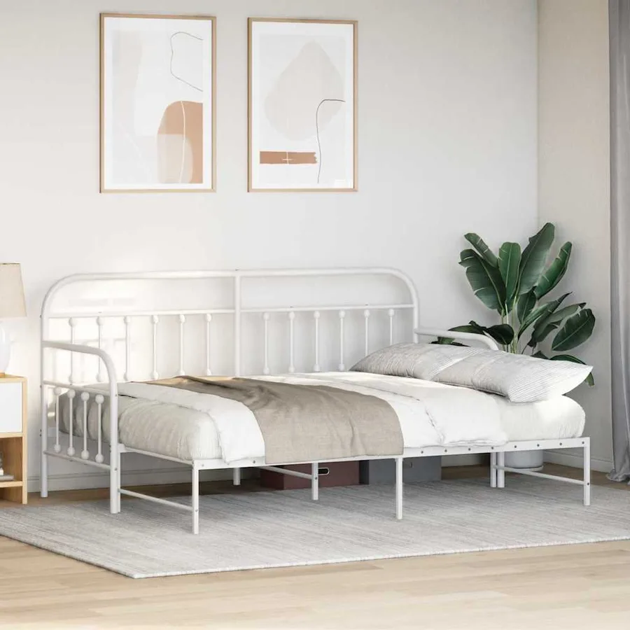 Cadre de lit de jour Blanc 75 x 190 cm Acier enduit de poudre - 3