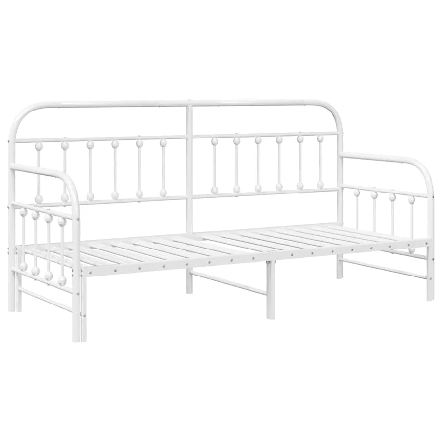 Cadre de lit de jour Blanc 75 x 190 cm Acier enduit de poudre - 4