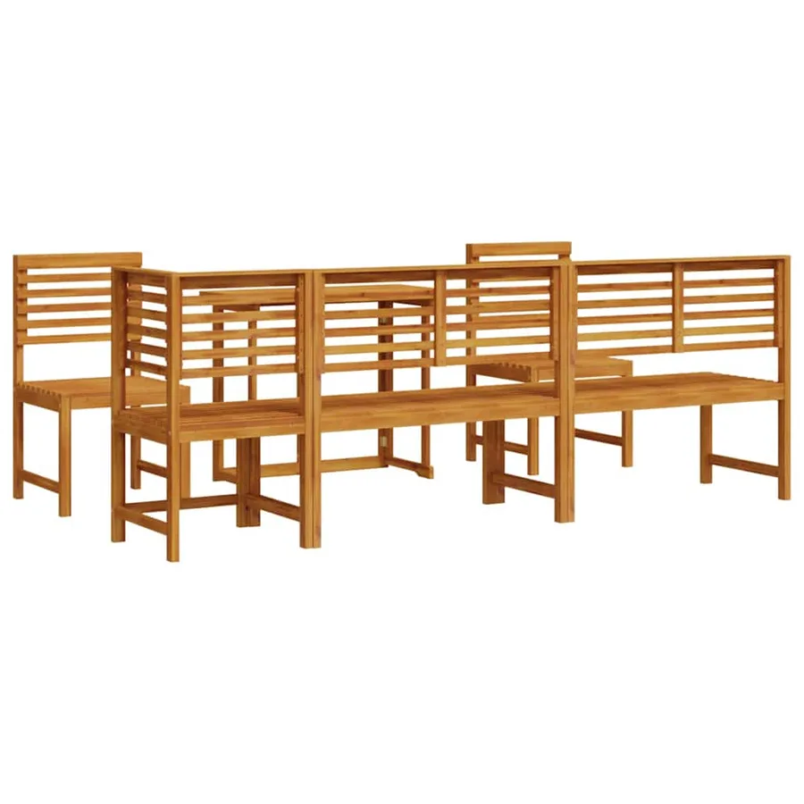 Ensemble bistro de jardin 6 pcs Marron Bois d'Acacia Massif - 8