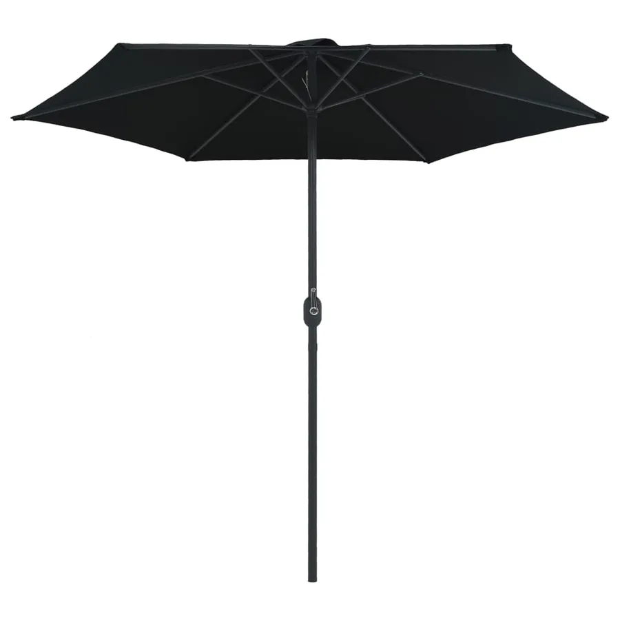 Parasol de jardin et mât en aluminium 270x246 cm Noir - 3