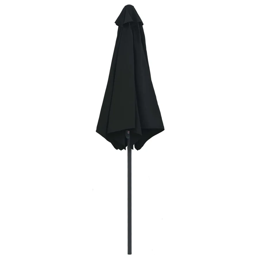 Parasol de jardin et mât en aluminium 270x246 cm Noir - 4