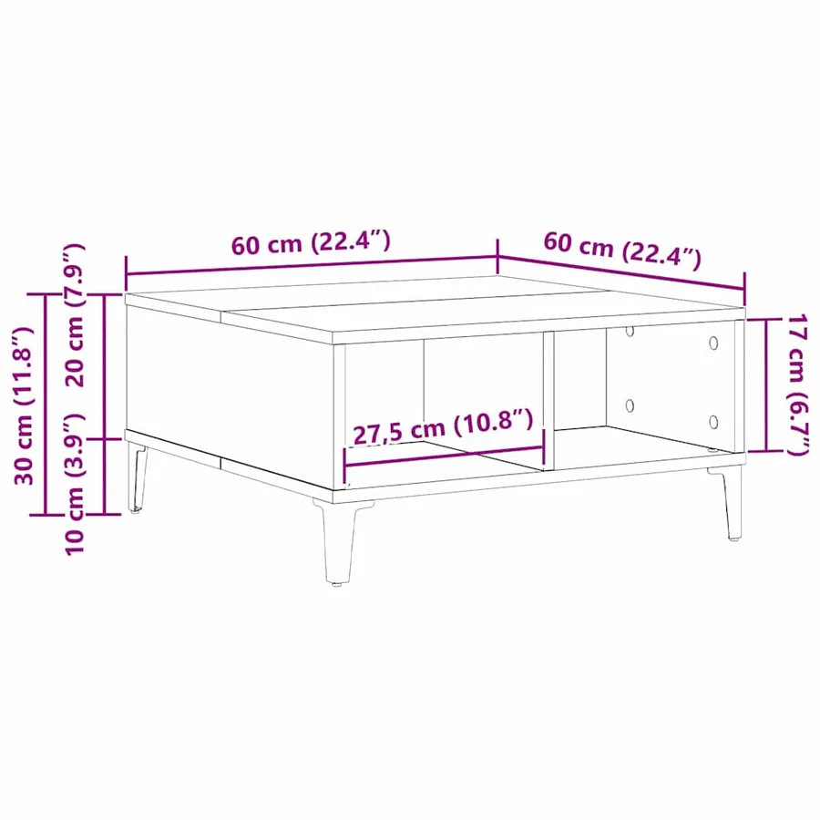 Table basse Chêne artisanal 60 x 60 x 30 cm - 11