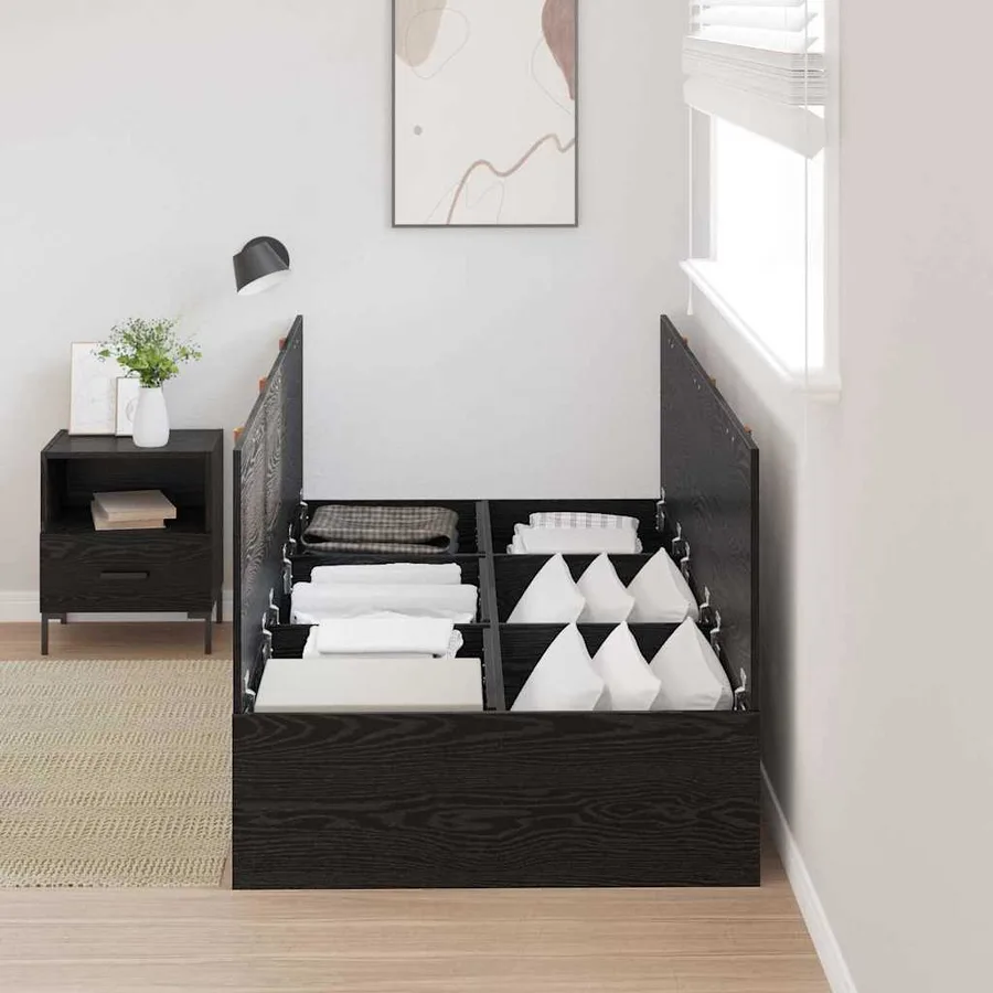 Cadre de lit avec rangement Chêne noir 90 x 200 cm - 3