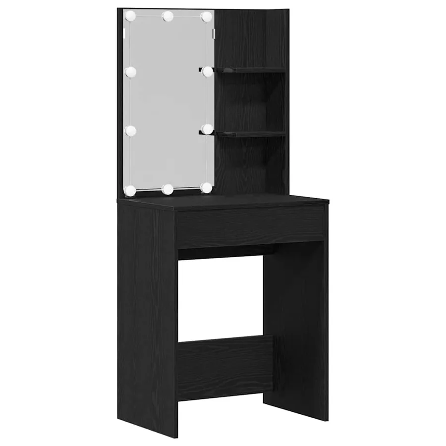 Ensemble de table de maquillage LED avec tiroir Chêne noir - 7