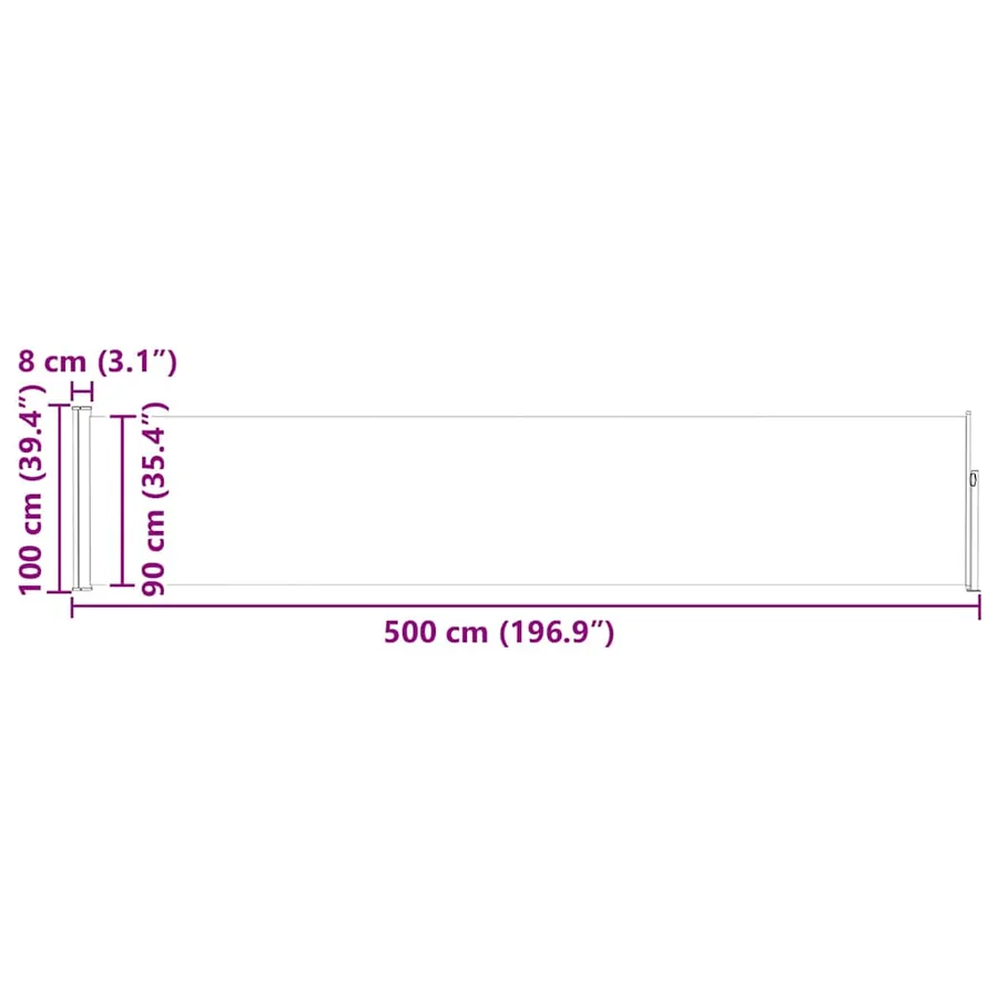 Auvent latéral rétractable de patio 100x500 cm Rouge - 13