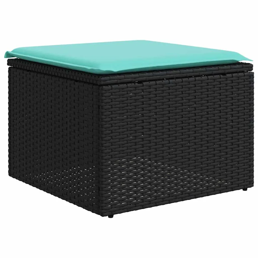 Ensemble de canapé de jardin 7 pcs avec coussins noir résine tressée - 6