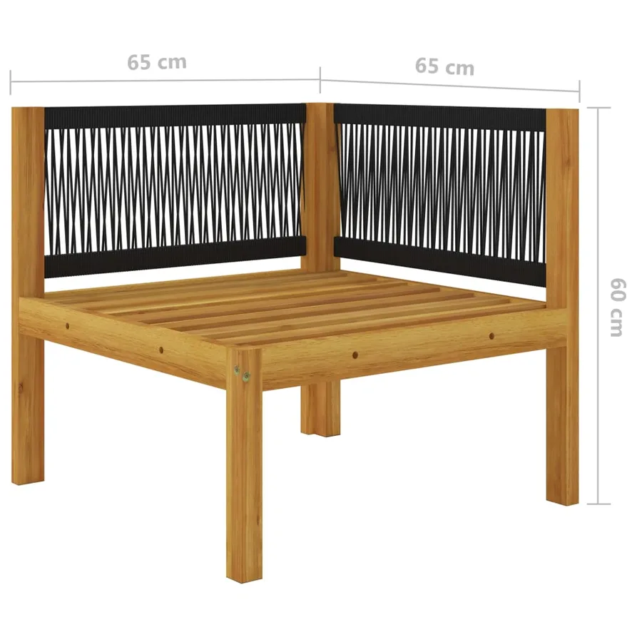 Banc de jardin 2 places avec coussins en bois d'acacia et corde - 10