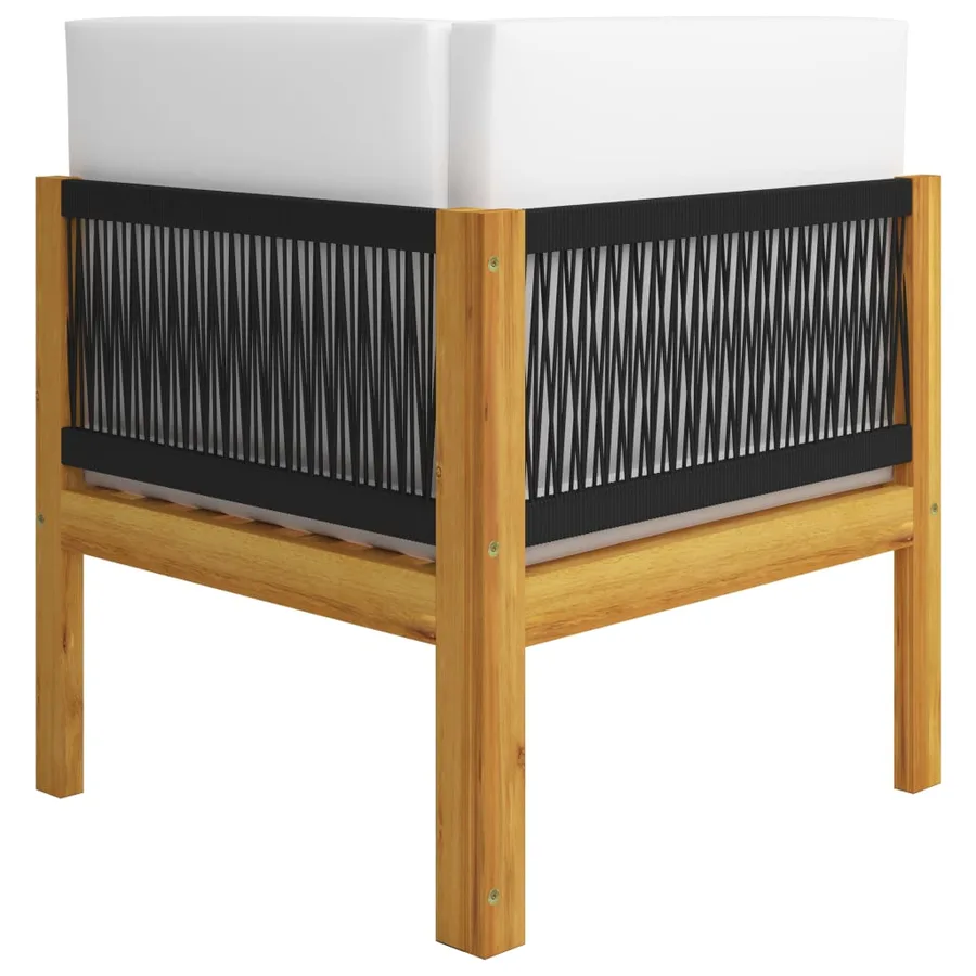 Banc de jardin 2 places avec coussins en bois d'acacia et corde - 5