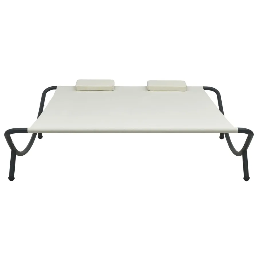 Outdoor sun lounger Cream fabric - 2