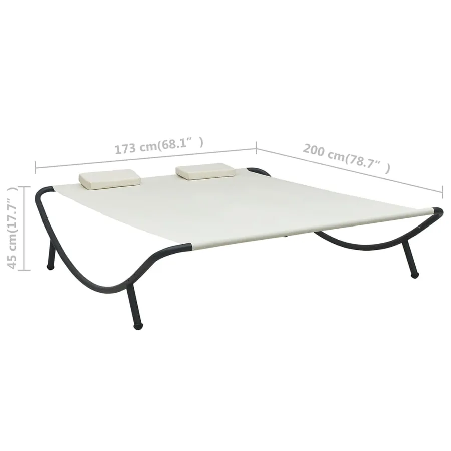 Chaise longue d'extérieur Tissu Crème - 7