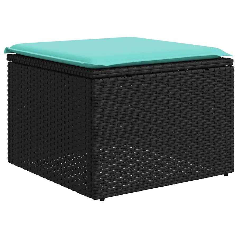 Ensemble de canapé de jardin 7 pcs avec coussins noir résine tressée - 5