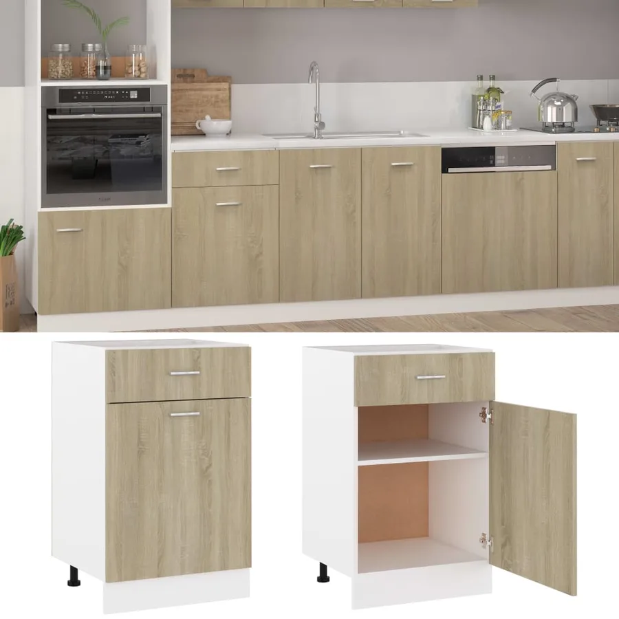 Armoire à tiroirs inférieure "Lyon" Chêne Sonoma 50 x 46 x 81,5 cm Bois d'ingénierie - 2