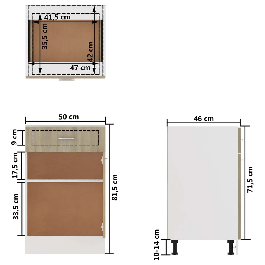 Armoire à tiroirs inférieure "Lyon" Chêne Sonoma 50 x 46 x 81,5 cm Bois d'ingénierie - 9