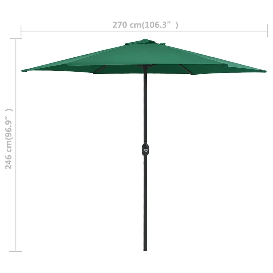 Parasol de jardin et mât en aluminium 270x246 cm Vert - 7
