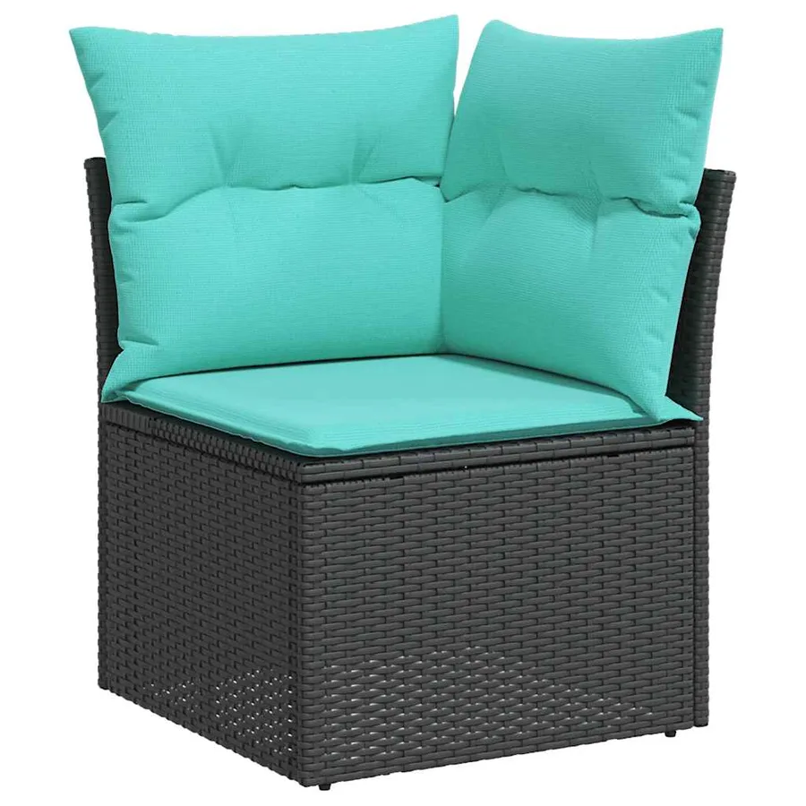 Ensemble de canapé de jardin 6 pcs avec coussins noir résine tressée - 4