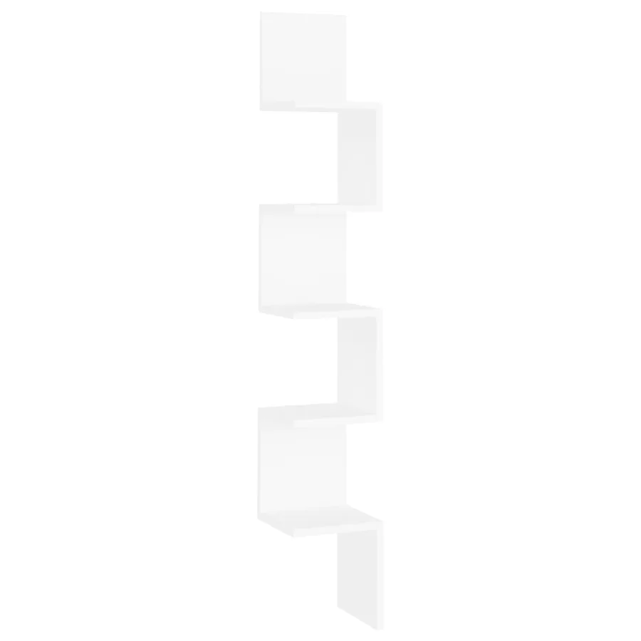 Étagère d'angle murale Blanc 20x20x127,5 cm bois d’ingénierie - 2
