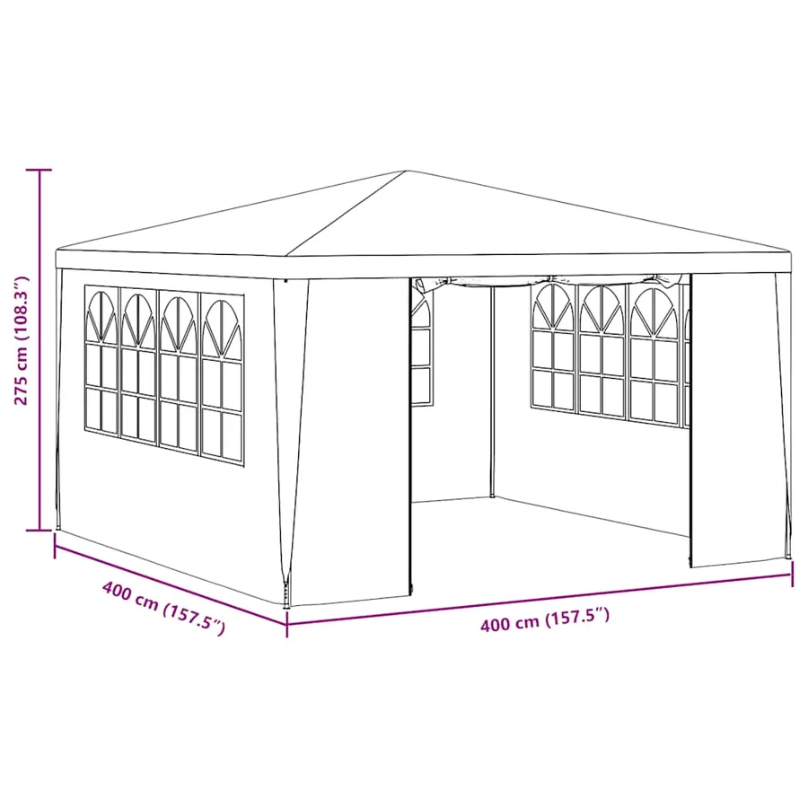 Tente de réception avec parois latérales 4x4 m Blanc 90 g/m² - 10