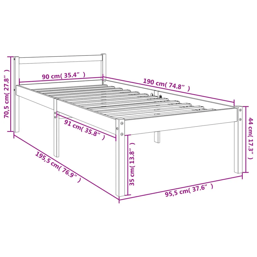 Lit pour personne âgée sans matelas blanc 90x190 cm - 10