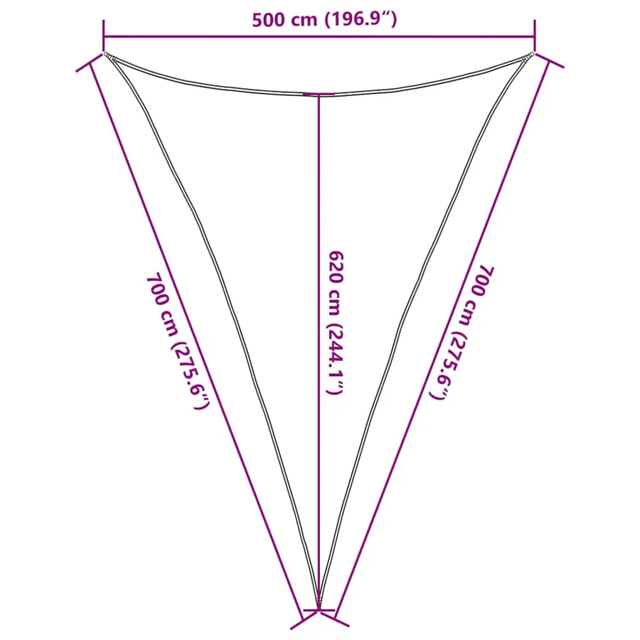 Voile d'ombrage 160 g/m² triangulaire noir 5x7x7 m PEHD - 10
