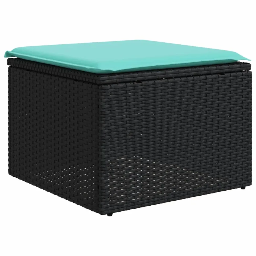 Ensemble de canapé de jardin 8 pcs avec coussins noir résine tressée - 8