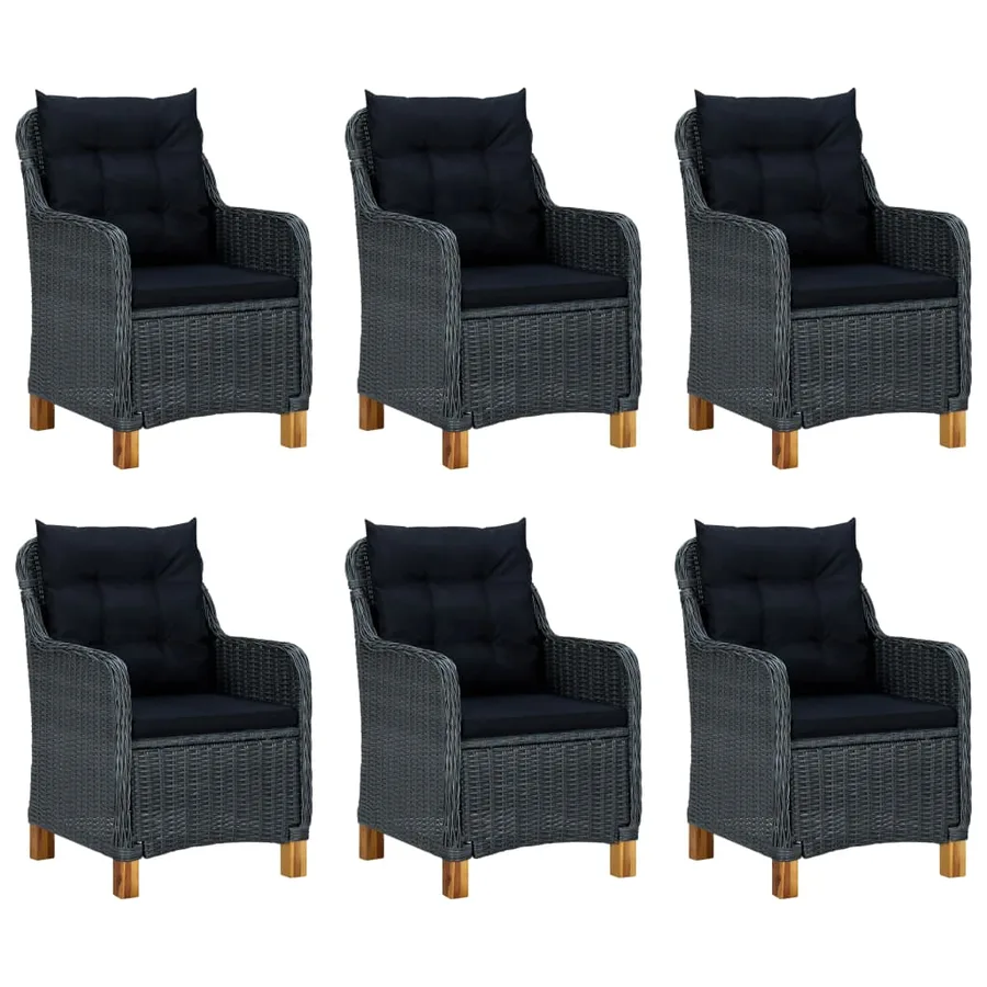 Ensemble à manger 9 pcs avec coussins résine tressée gris foncé - 8