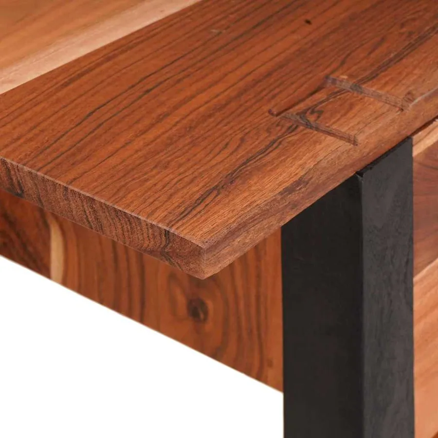 Table console avec tiroir Marron et Noir 110 x 30 x 75 cm - 8