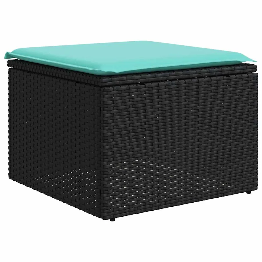 Ensemble de canapé de jardin 10 pcs avec coussins noir résine tressée - 5
