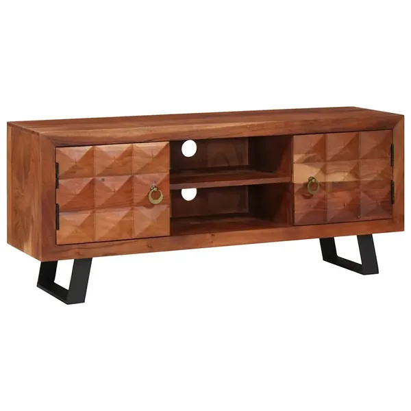 Meuble TV marron miel 112 x 30 x 48 cm Bois d'acacia massif