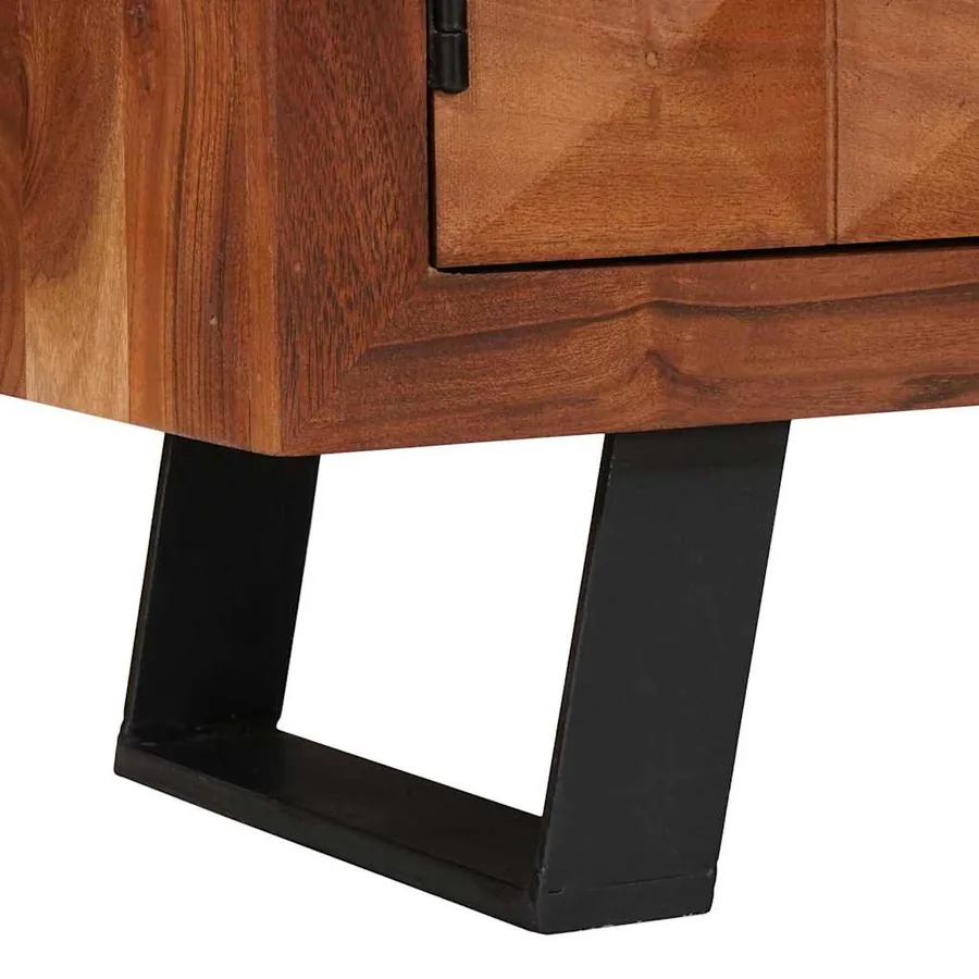 Meuble TV marron miel 112 x 30 x 48 cm Bois d'acacia massif - 10