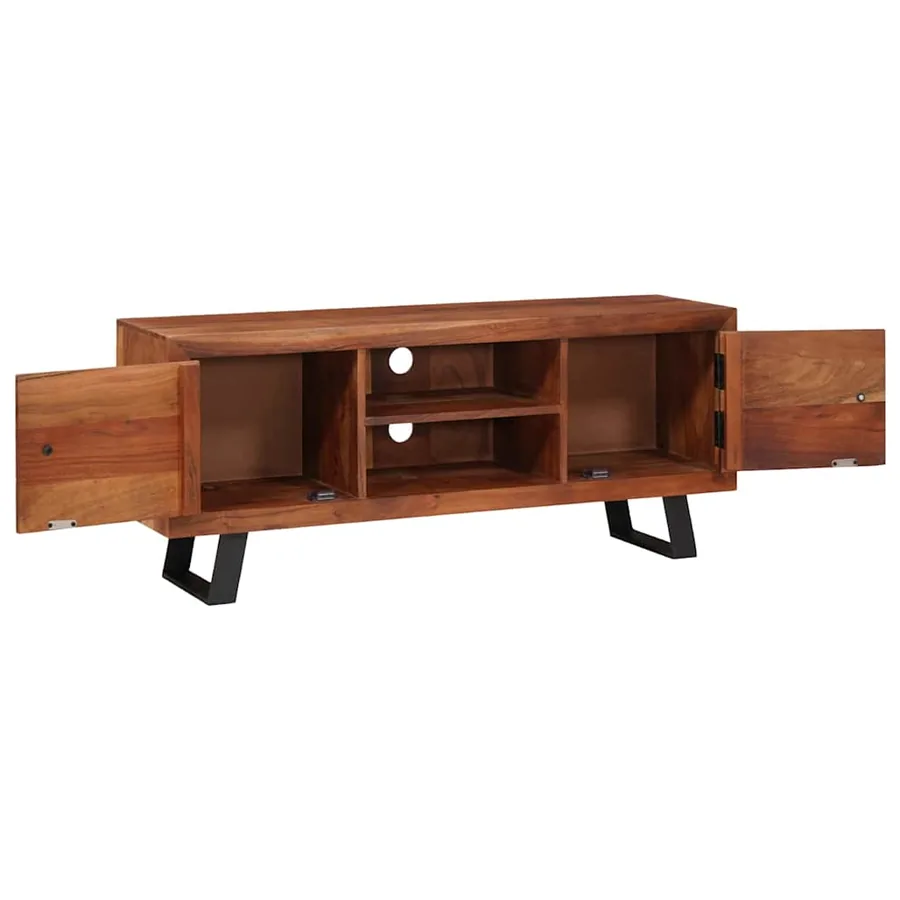 Meuble TV marron miel 112 x 30 x 48 cm Bois d'acacia massif - 4