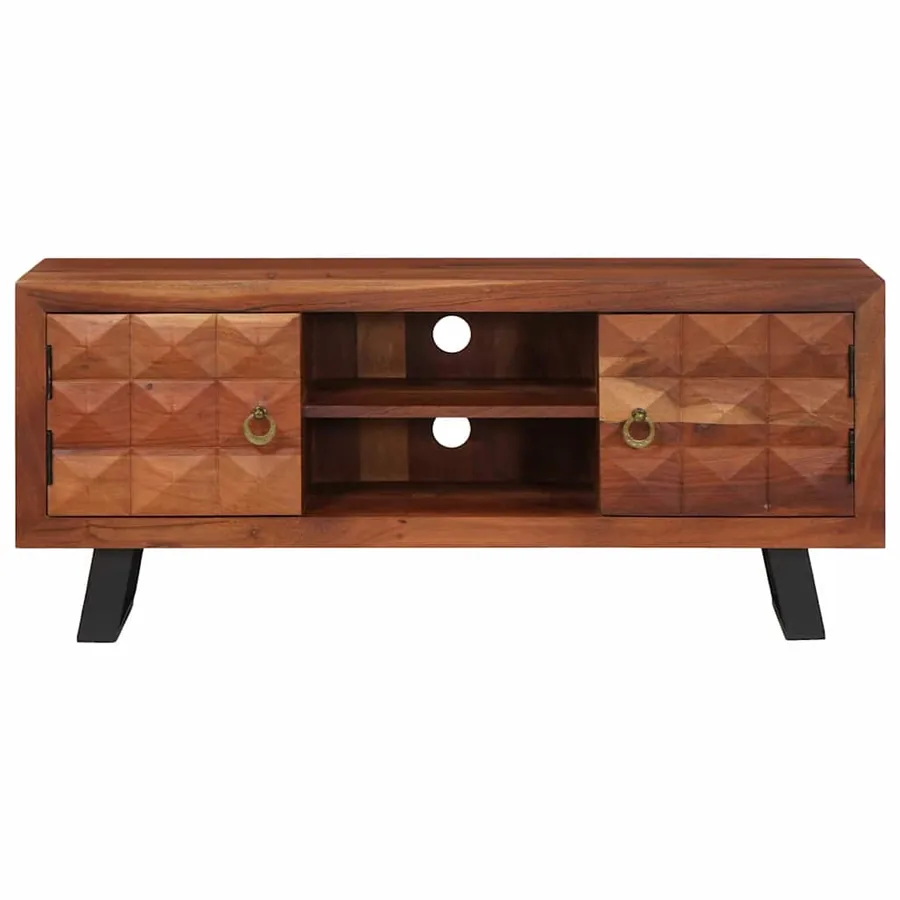 Meuble TV marron miel 112 x 30 x 48 cm Bois d'acacia massif - 5