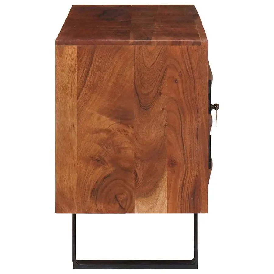 Meuble TV marron miel 112 x 30 x 48 cm Bois d'acacia massif - 6