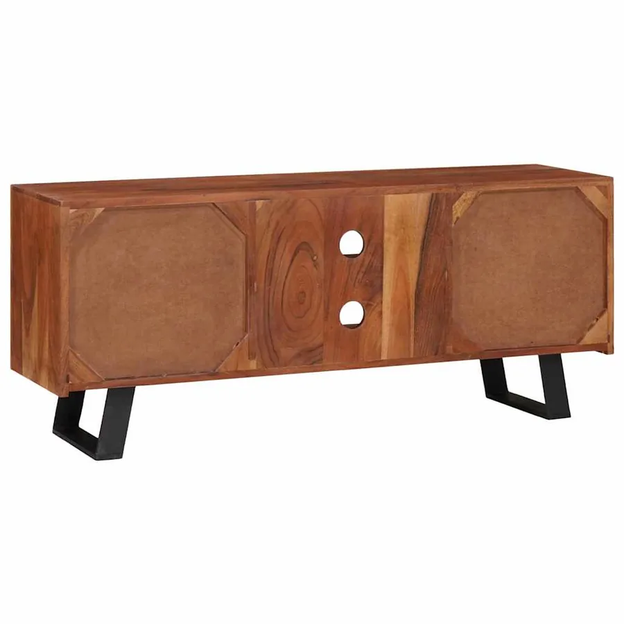 Meuble TV marron miel 112 x 30 x 48 cm Bois d'acacia massif - 7