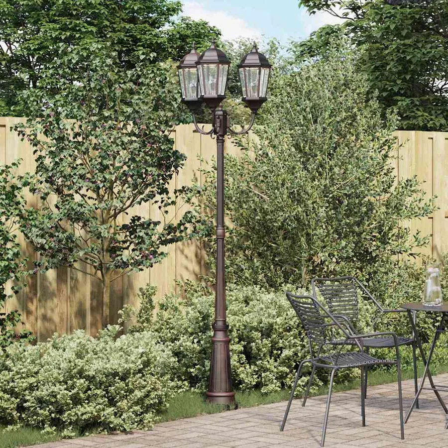 Lumière de jardin Bronze 61 x 53 x 235 cm Aluminium et verre
