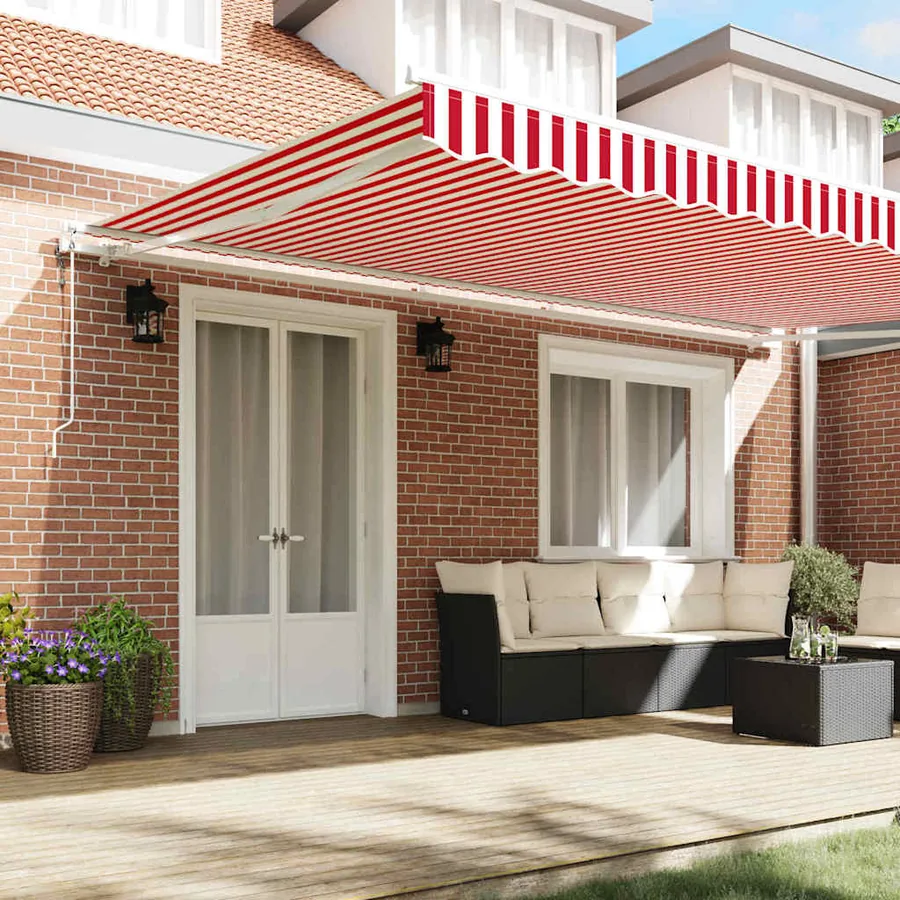 Auvent rétractable Rouge et Blanc 500 × 350 cm - 3