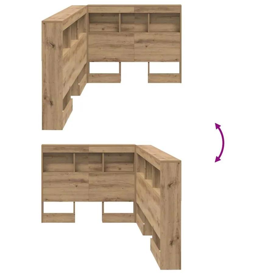 Tête de lit de rangement Chêne artisanal Bois d'ingénierie - 8