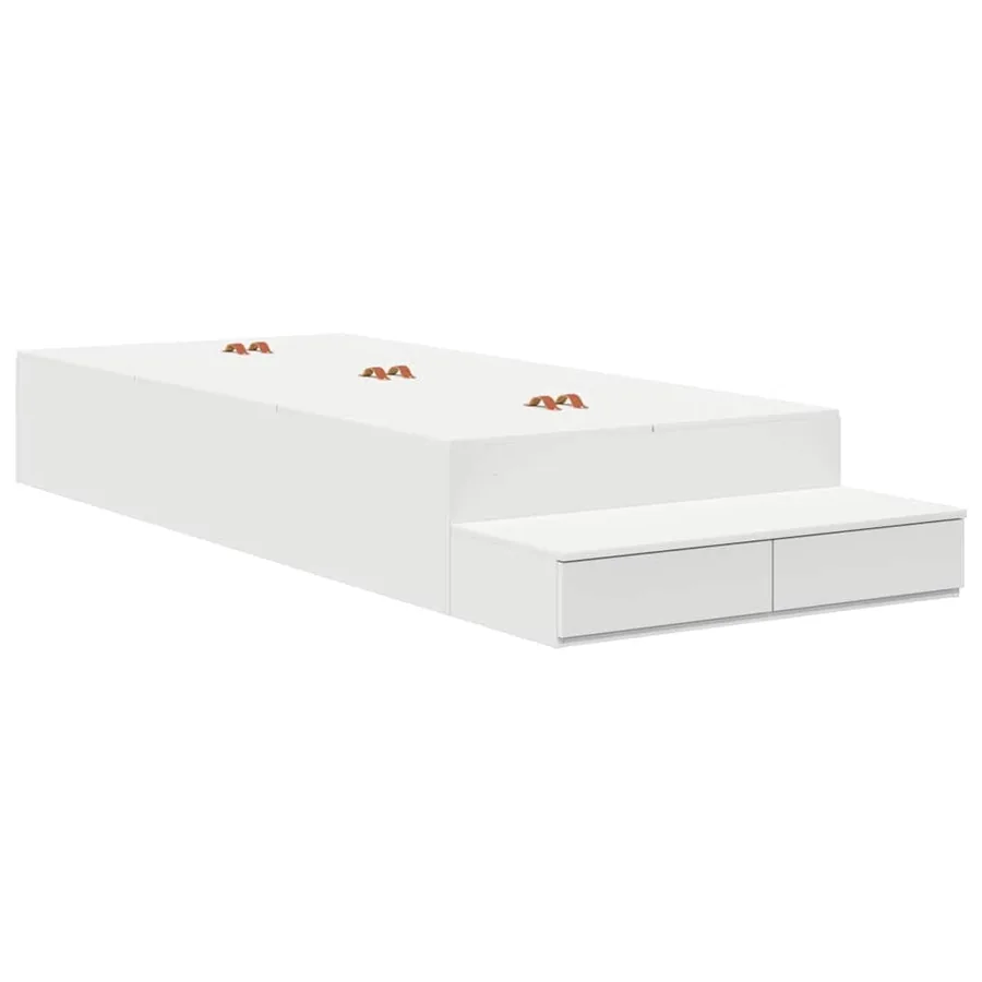 Cadre de lit avec rangement Blanc 90 cm Bois d'ingénierie - 2