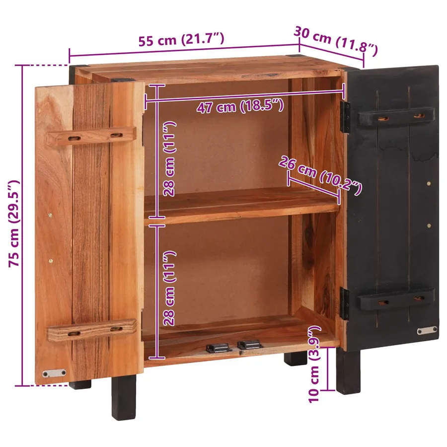 Buffet 3 pcs Marron 55 x 30 x 75 cm Bois d'Acacia Massif - 13