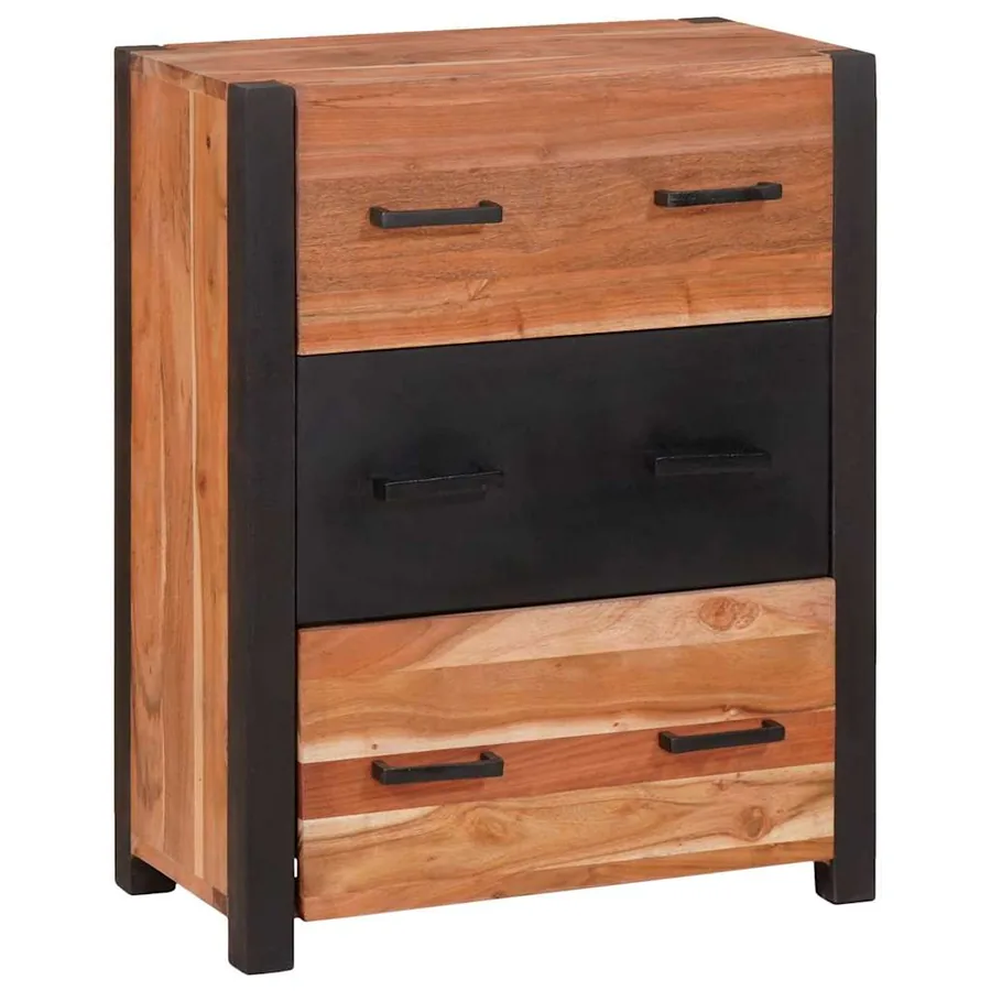 Buffet 3 pcs Marron 55 x 30 x 75 cm Bois d'Acacia Massif - 2