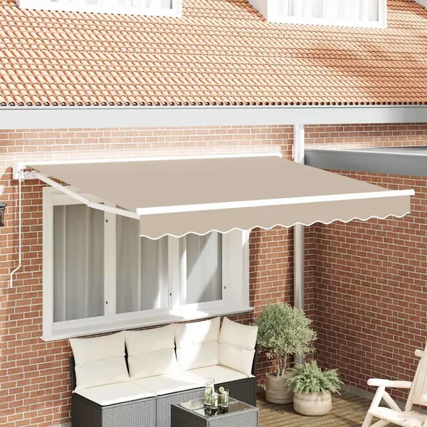 Cadre d'auvent Beige 250 x 200 cm Polyester avec revêtement PU