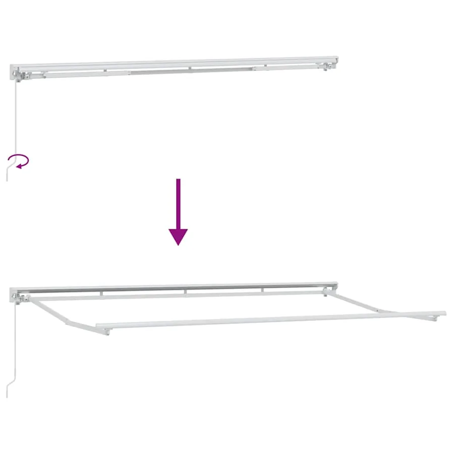 Cadre d'auvent Réglable Blanc 4 x 2 m Acier - 9