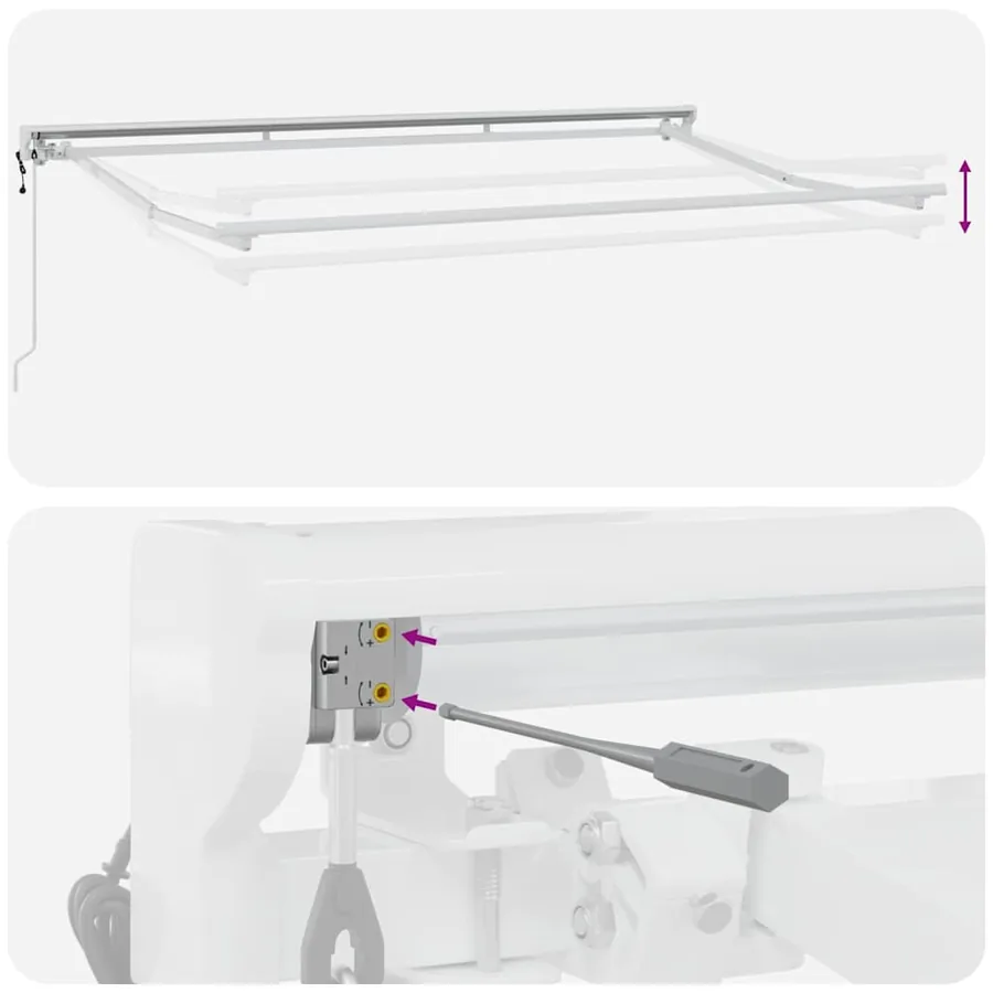 Cadre d'auvent Réglable Blanc 3,5 x 2 m Acier - 9