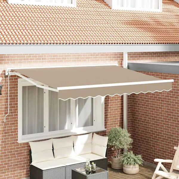 Cadre d'auvent Beige 350 x 200 cm Polyester avec revêtement PU