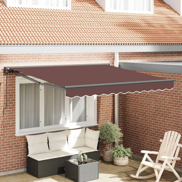 Cadre d'auvent Marron 300 x 250 cm Polyester avec revêtement PU